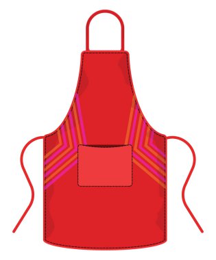 İlginç kırmızı önlük, illüstrasyon, beyaz arka planda vektör..