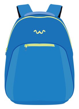 Mavi sırt çantası, illüstrasyon, beyaz arkaplanda vektör.