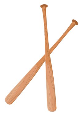 Kahverengi ahşap beyzbol sopaları, illüstrasyon, beyaz arka planda vektör..