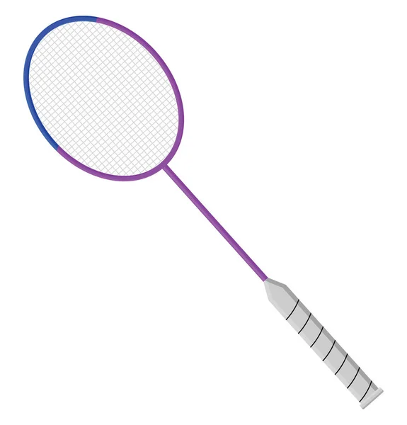 紫色羽毛球球拍 白色背景上的矢量 — 图库矢量图片