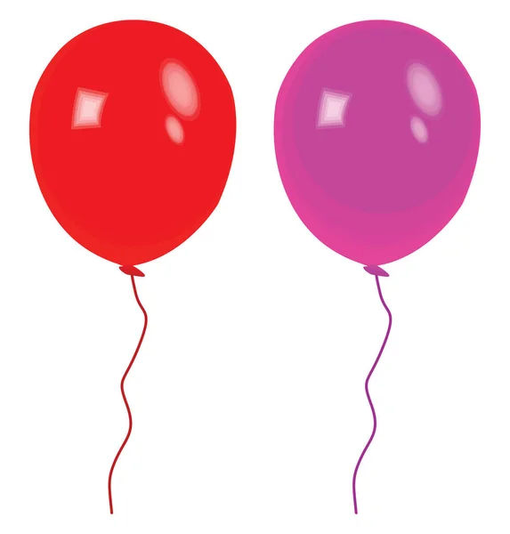 Ροζ Και Κόκκινα Μπαλόνια Εικονογράφηση Διάνυσμα Λευκό Φόντο — Διανυσματικό Αρχείο