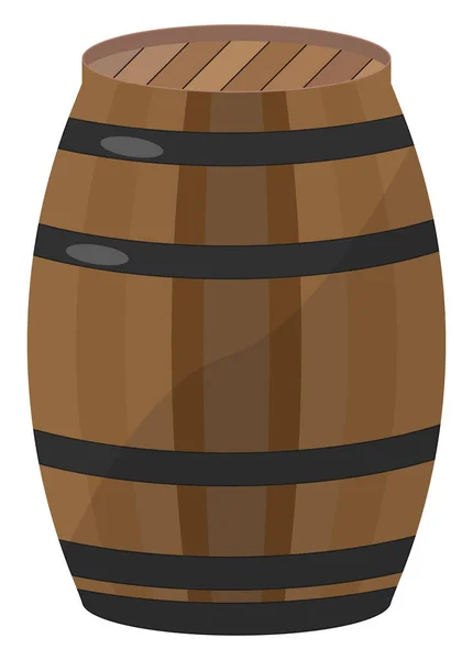 One Wooden Barrel Illustration Vector White Background — Stock Vector