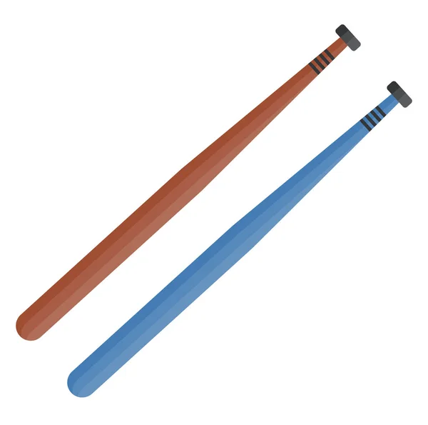 青と茶色の野球バット イラスト 白い背景のベクトル — ストックベクタ