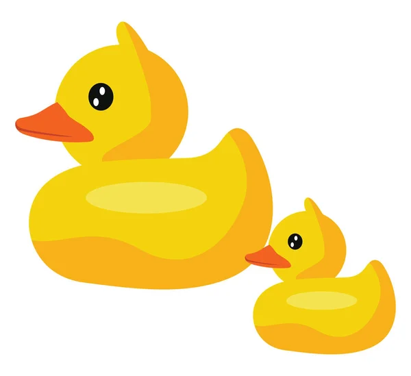 Dois Patos Amarelos Ilustração Vetor Sobre Fundo Branco — Vetor de Stock