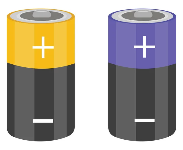 Zwei Alkalibatterien Illustration Vektor Auf Weißem Hintergrund — Stockvektor
