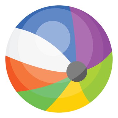 Parlak renkli plaj topu, illüstrasyon, beyaz arkaplanda vektör.