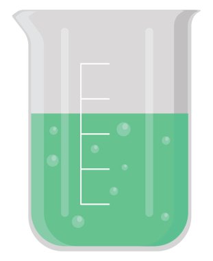 Beyaz zemin üzerinde kimyasal sıvı, illüstrasyon, vektör.