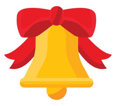 Kırmızı fiyonklu çan, illüstrasyon, beyaz arka planda vektör..