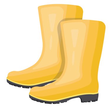 Sarı lastik çizmeler, illüstrasyon, beyaz arkaplandaki vektör.