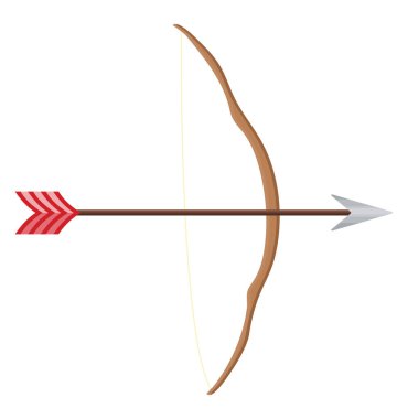 Yay ve ok, illüstrasyon, beyaz arkaplan üzerindeki vektör.