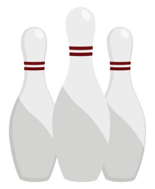 Beyaz arka planda üç bovling lobutu, illüstrasyon, vektör.