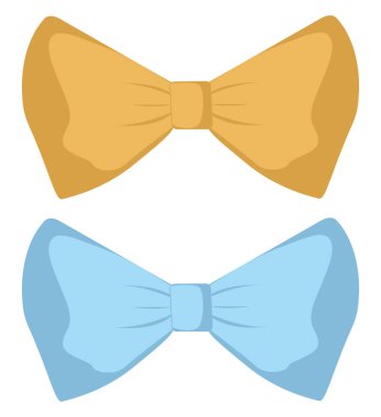 Sarı ve mavi papyonlar, illüstrasyon, beyaz arkaplanda vektör.