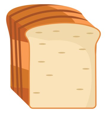 Dilimlenmiş ekmek, illüstrasyon, beyaz arkaplanda vektör.
