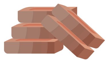 Beyaz arkaplandaki yapı tuğlaları, illüstrasyon, vektör.