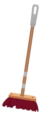 Kırmızı süpürge, illüstrasyon, beyaz arkaplanda vektör.