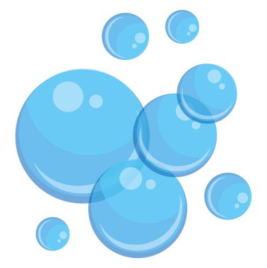 Mavi baloncuklar, illüstrasyon, beyaz arkaplandaki vektör.