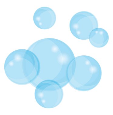 Deterjan baloncukları, illüstrasyon, beyaz arkaplan üzerindeki vektör.