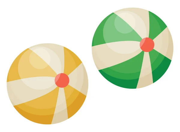 Green Yellow Beach Ball Illustration Vector White Background — Stock Vector