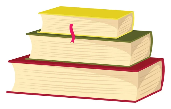 Tres Libros Escolares Ilustración Vector Sobre Fondo Blanco — Vector de stock