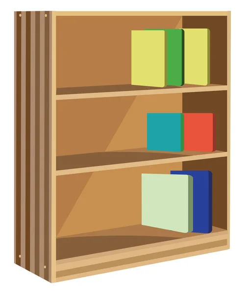 Wooden Bookcase Illustration Vector White Background — Stock Vector