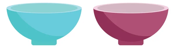 Modrá Růžová Mísa Ilustrace Vektor Bílém Pozadí — Stockový vektor