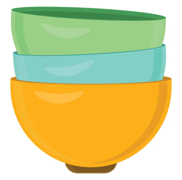 Three Bowls Illustration Vector White Background — Stock Vector