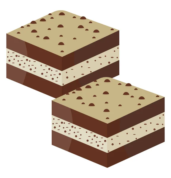 Chocolate Brownie Ilustração Vetor Sobre Fundo Branco — Vetor de Stock
