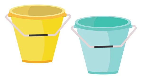 Gelbe Und Blaue Eimer Illustration Vektor Auf Weißem Hintergrund — Stockvektor