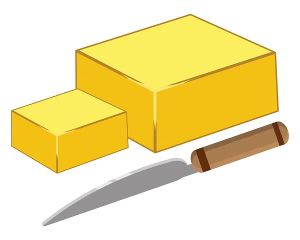 Manteiga Fresca Ilustração Vetor Sobre Fundo Branco —  Vetores de Stock