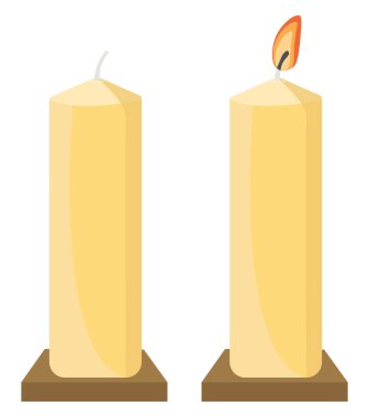 Beyaz yanan mumlar, illüstrasyon, beyaz arkaplandaki vektör.