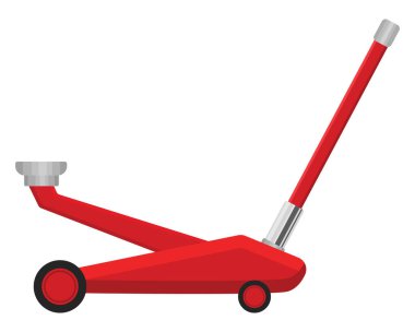 Kırmızı manuel araba krikosu, illüstrasyon, beyaz arka planda vektör.