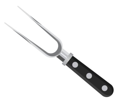 Beyaz arkaplanda eski oyma çatalı, illüstrasyon, vektör.