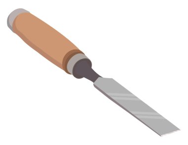 Tahta saplı keski, illüstrasyon, beyaz arka planda vektör..