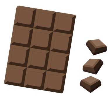 Koyu sütlü çikolata, illüstrasyon, beyaz arka planda vektör..