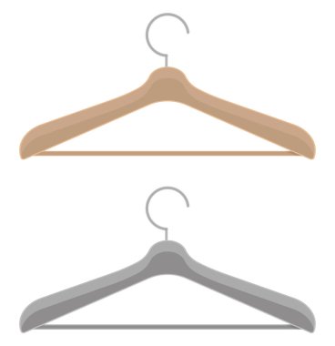 Beyaz arka planda iki elbise askısı, illüstrasyon, vektör..