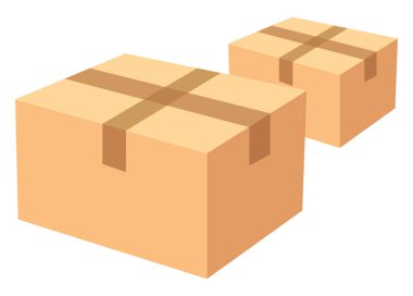 Mühürlü kutular, illüstrasyon, beyaz arkaplan üzerindeki vektör.