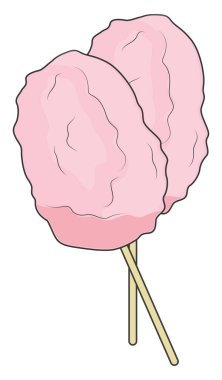 Pembe pamuk şeker, illüstrasyon, beyaz arkaplanda vektör.