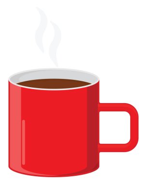 Basit kırmızı kupa, illüstrasyon, beyaz arkaplan üzerindeki vektör.