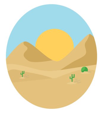 Sahra Çölü, illüstrasyon, beyaz arkaplandaki vektör.