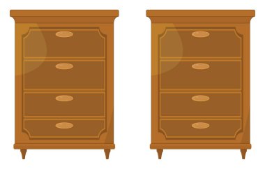 Eski ahşap çekmeceler, illüstrasyon, beyaz arka planda vektör.