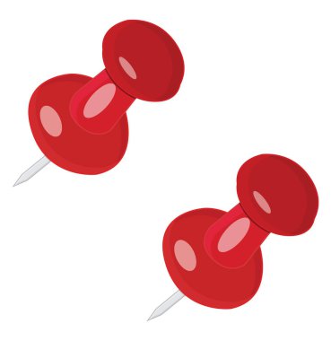 Kırmızı raptiyeler, illüstrasyon, beyaz zemin üzerindeki vektör.