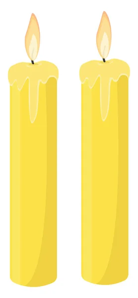 Two Yellow Candles Illustration Vector White Background — Stock Vector