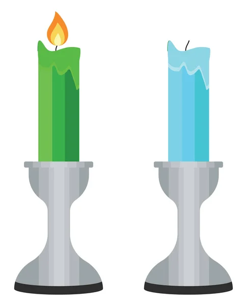 Kerzen Silbernen Kerzenständer Illustration Vektor Auf Weißem Hintergrund — Stockvektor