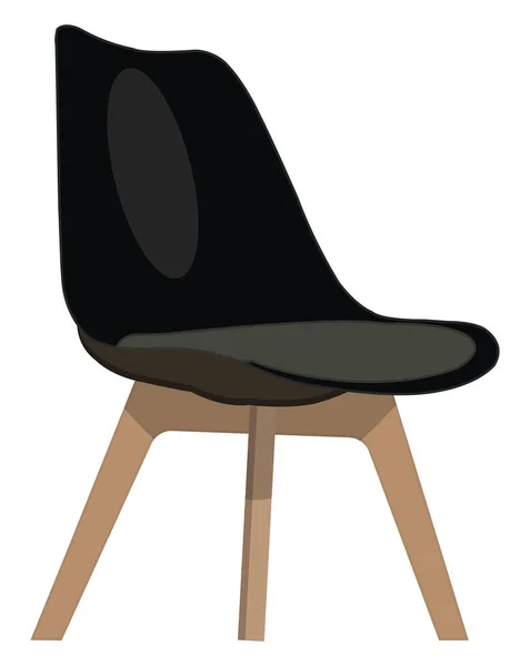 Black Wooden Chair Illustration Vector White Background — Stock Vector