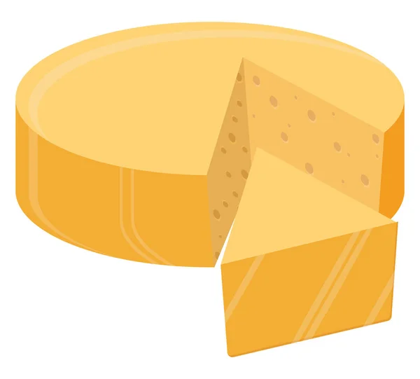 丸い黄色のチーズ イラスト 白い背景のベクトル — ストックベクタ