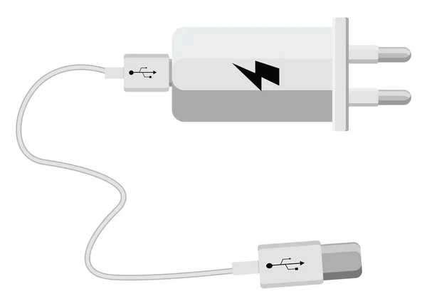 Weißes Handy Ladegerät Illustration Vektor Auf Weißem Hintergrund — Stockvektor