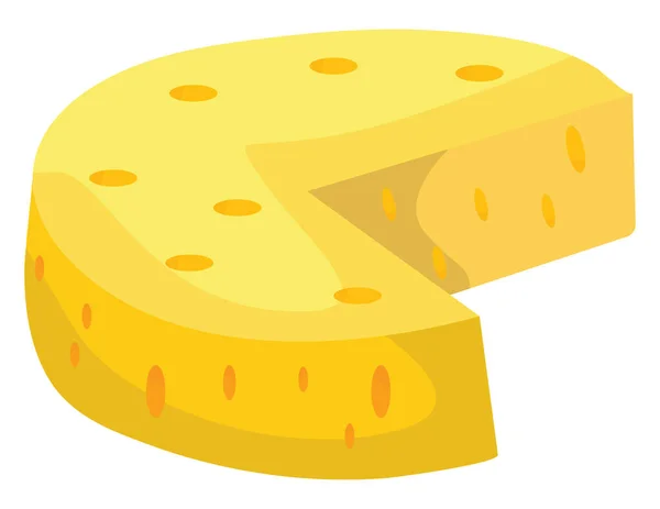 Queso Cheddar Redondo Ilustración Vector Sobre Fondo Blanco — Archivo Imágenes Vectoriales