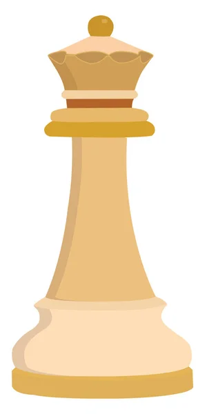 White Chess Queen Piece Illustration Vektor Vit Bakgrund — Stock vektor