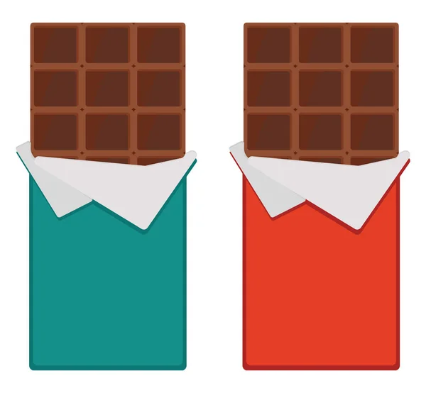 Duas Barras Chocolate Ilustração Vetor Sobre Fundo Branco — Vetor de Stock