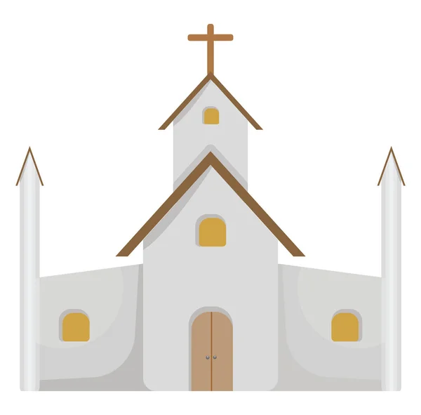 Familie Kerk Illustratie Vector Een Witte Achtergrond — Stockvector